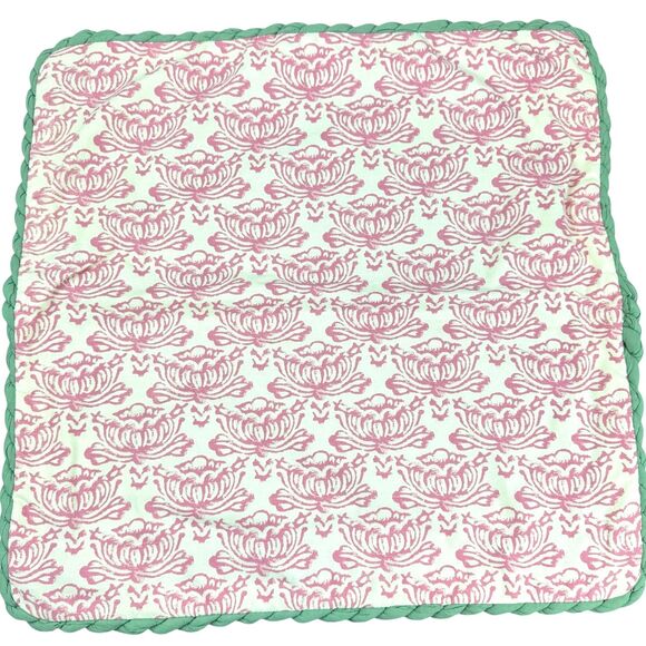 West Elm + RHODE Lotus Pillow Cover in Brandied Apricot/Fair Green Cotton 20" - Picture 1 of 7